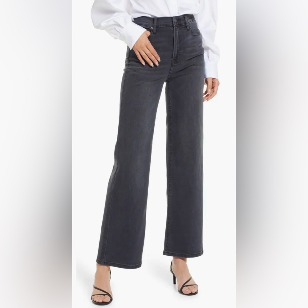 Hidden Jeans Black 30 Wide Straight Leg Ella High Rise Charcoal Cotton NWT $94
